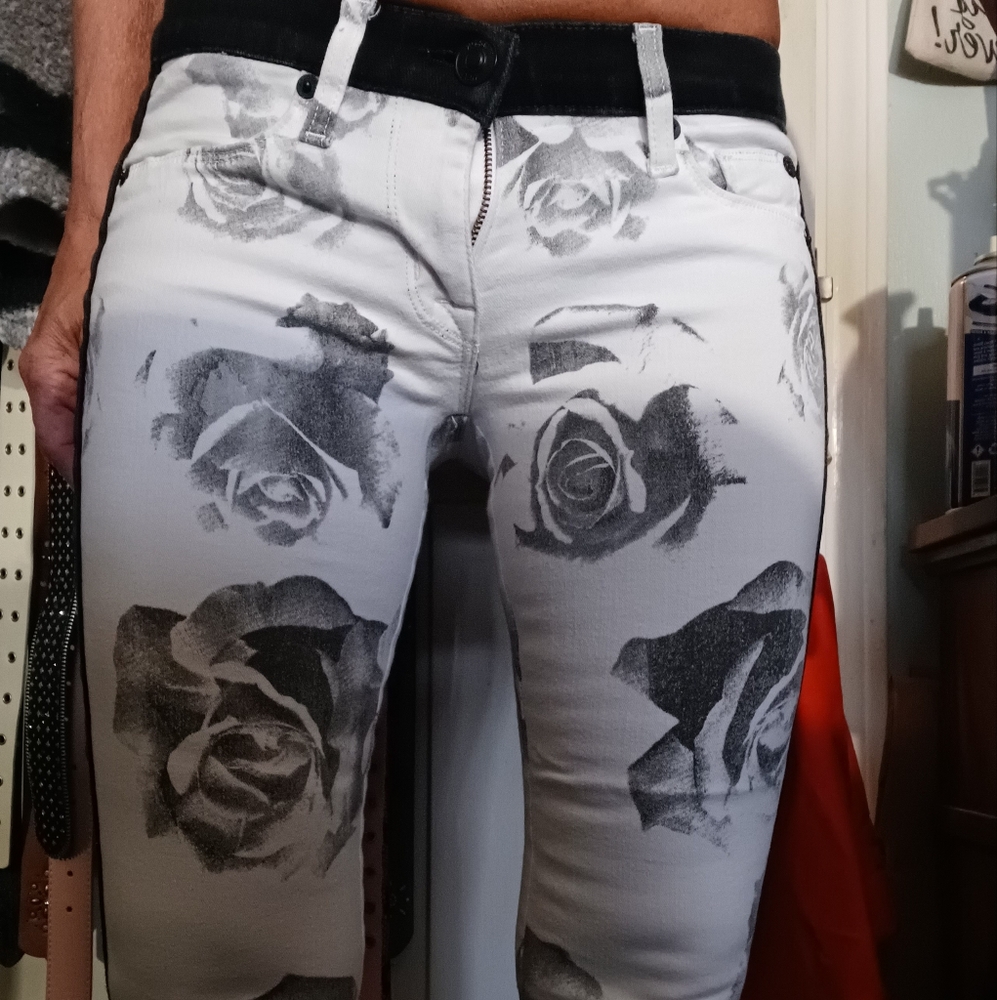 Hudson Jean white / roses